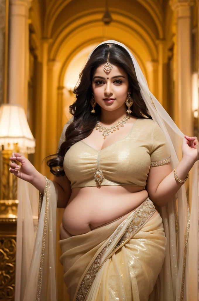 1 Heavenly beautiful and goddess beauty cute and sweet looking face Arabian woman in front of Quebec City, Canada, Heavenly beautiful Overweight, Heavenly beautiful Extremely fat, Heavenly beautiful and attractive Chubby figure , Heavenly beautiful looking and eye catching luxury style saree , reaching out, Heavenly beautiful Arabian woman, 16k, High resolution, masterpiece, highest quality, fine skin, close up figure view, Realistic Photograph