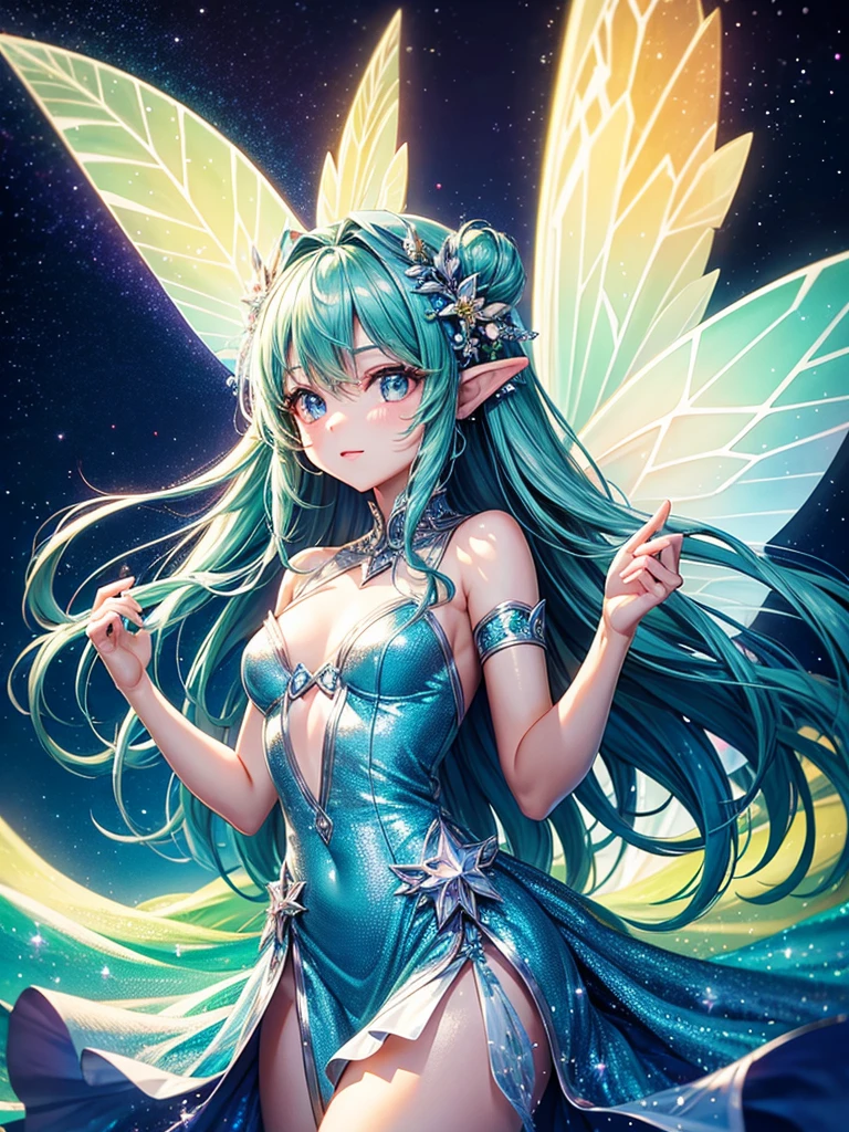 Highest quality,Highest Resolution,Glamorous fairy,cute,Aurora,ht Sky,