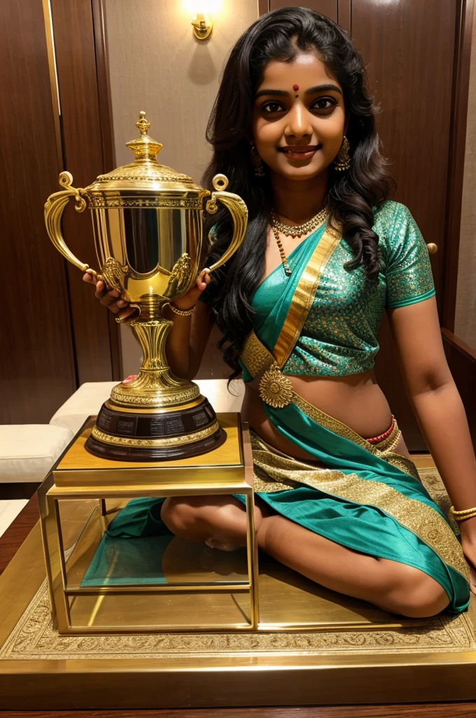 Trophy named aarathy prathab on table