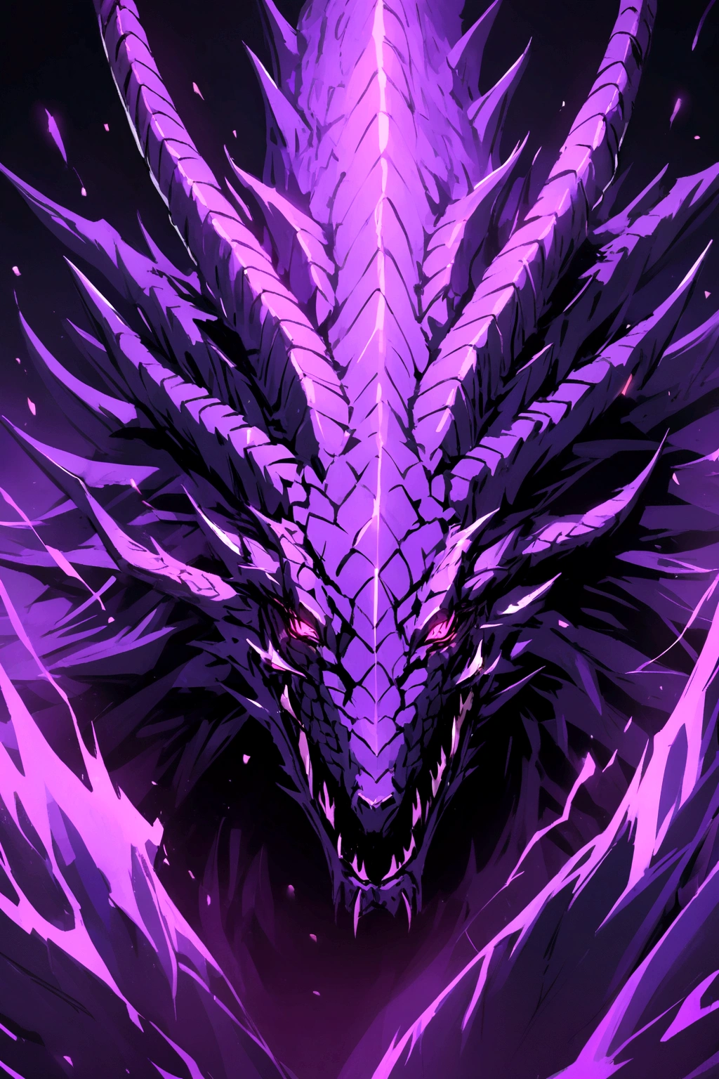 Sexy intimidating purple and black dragon With a night background