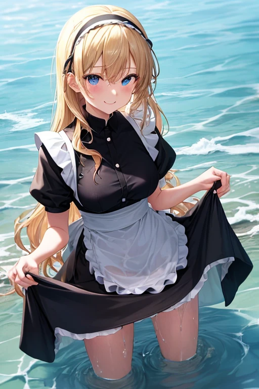 (high resolution)(high quality)
Maid clothes, White apron, Headband,(Fashionable clothes) Gothic Dress, ribbon, Maid clothes, 白と黒のMaid clothes
海, Beach, Wave, Wave打ち, 荒Wave, In the water, Waterlogged, Water Play
((Even my clothes are wet 1.1))((Even my clothes are soaked in water)), Water Drop, Soaking wet, Deep water depth, Blonde bathing in deep water, cute, smile, 全身にWater Drop, Long