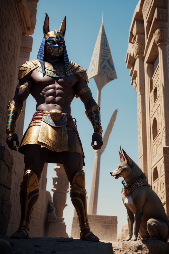 (graphic art)
Egyptian god Anubis against Kratos from 2018&#39;s God of War