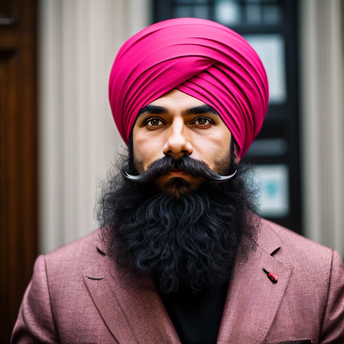 Pink Moth Seal, Red Turban Hat, Black Longer Mustache, St Petersburg