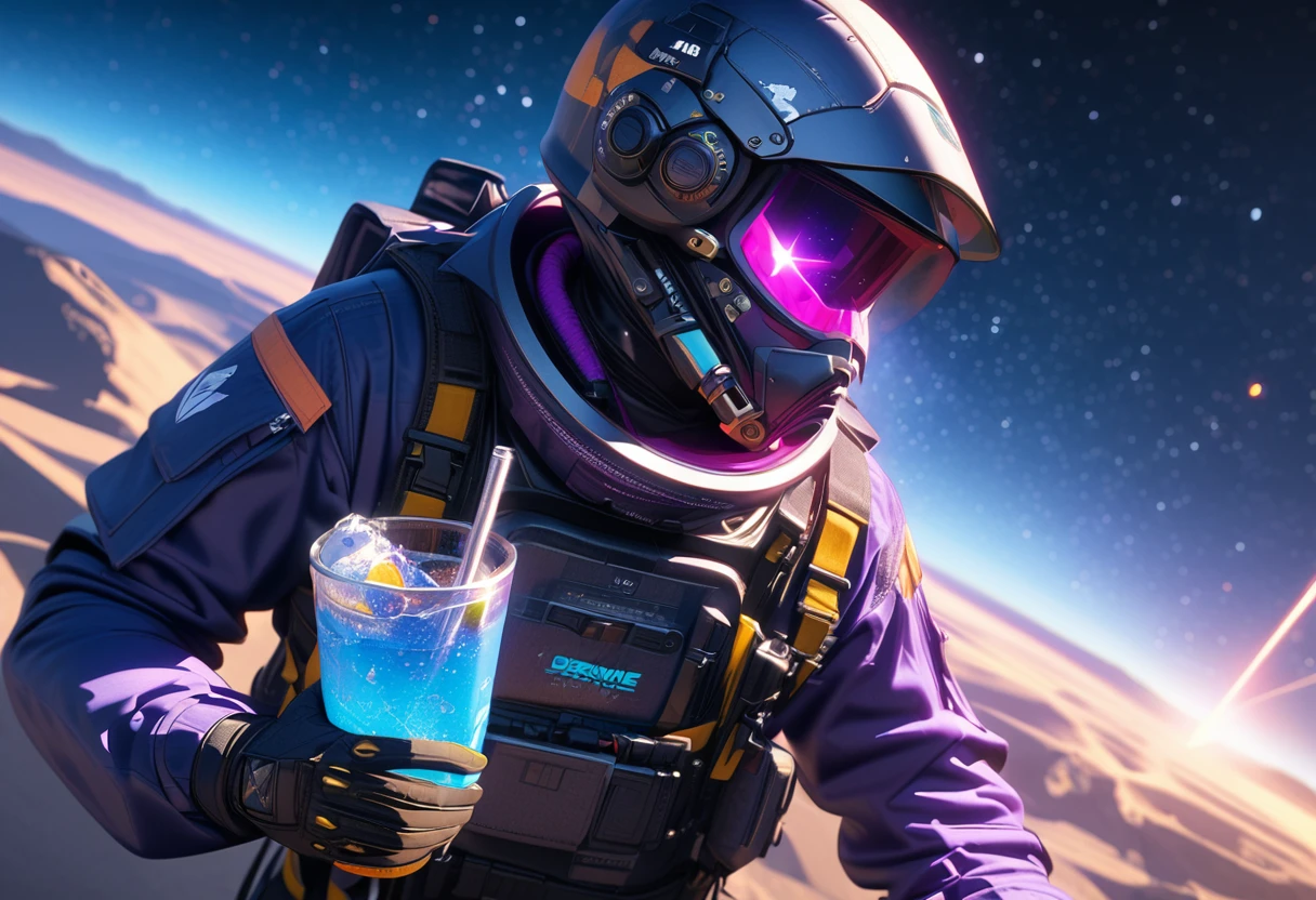 Milky Way, space, star雲, star, Sparkling, to smoke, (Girly look), Intricate details, Octane Rendering, Hyper Photorealism , Octane Rendering, 8K, drink ,Purple Dream Art