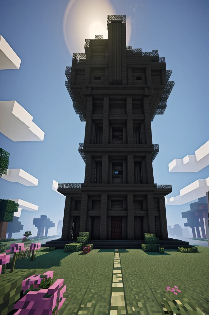 A Minecraft-like ruined place with touches of darkness
