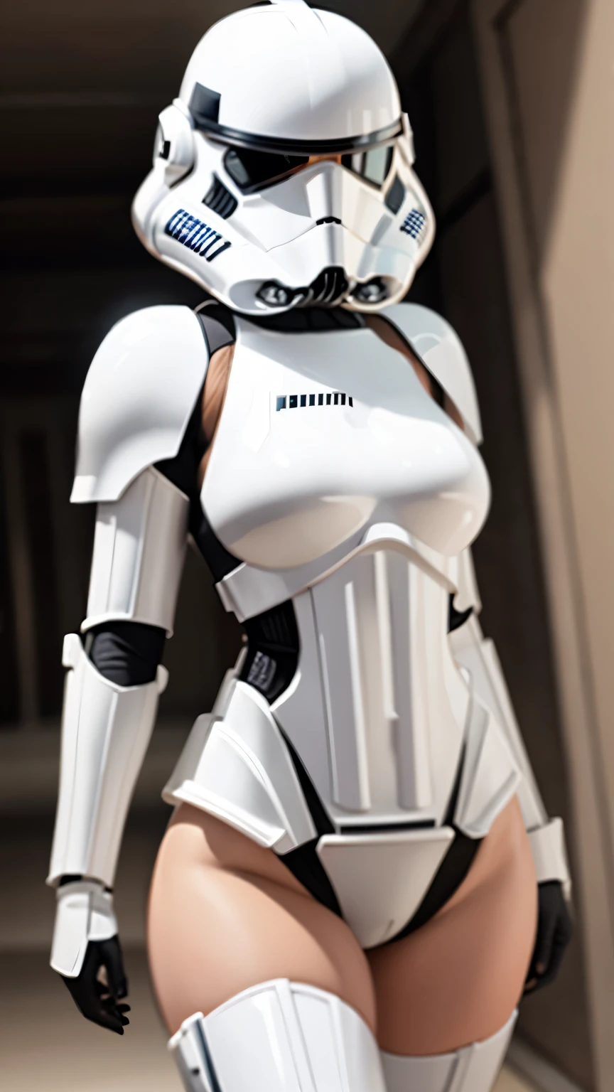 wearing shiny stormtrooper armor, a Star Wars imperial agent, wearing stormtrooper armor, imperial Star Wars style, storm trooper, stormtrooper, trooper, female stormtrooper, slender waist, medium breasts, wide hips, thigh gap, stormtroopers, Star Wars character