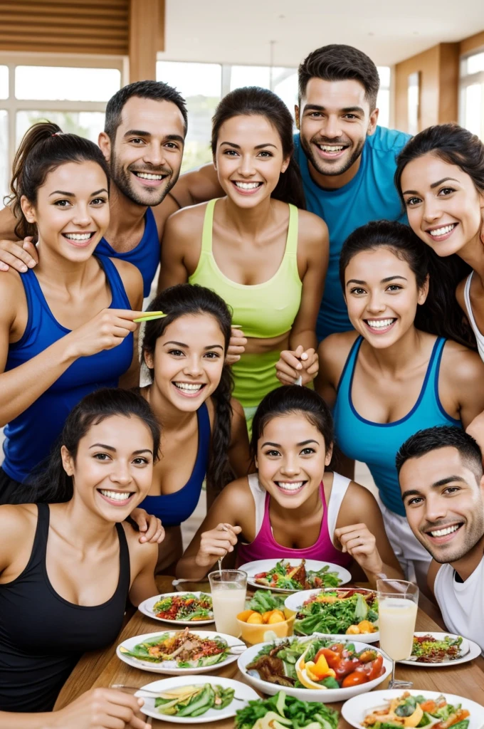 The same people from the beginning, now smiling and full of energy, enjoying social activities and with loved ones. Exercising and eating healthy