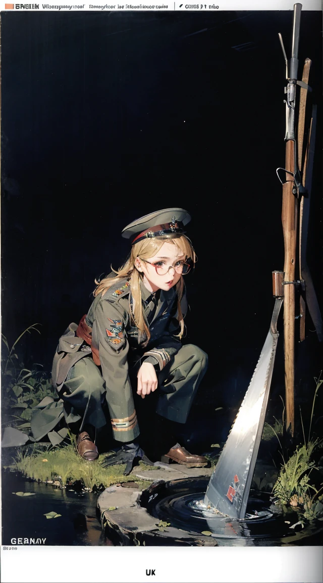 InquisitorKatarinyaGreyfax, 1girl, solo, detailed background, hat, desert battlefield backround, holding giant chainsaw, circular saw, weapon, armor, gauntlets, skull, axe, anime style,nice face,detailed eyes,skull shaped shoulder armor,action pose,intense fight, Photorealsitic、realistic skin textures、automatic rifle (mechanical armor with reference to a dung beetle), power pipes, hydraulic cylinders, ultimate intricate detail, Japanese female soldier in mechanical armor, very beautiful face, realistic, full body shot, sortie from secret base (8k, RAW photo, best quality, masterpiece:1.2), RanmaChan, RanmaRedShirt girl, cat ears, cat tail, (tears:1.1), exhausted, (parted lips:0.9), cute,
medium breasts, (sideboob:0.9),
sideless, torn frayed tattered tunic, torn frayed tattered socks,
sitting, wariza, leaning forward, ruins, crumbling world, storm, black hole, puddle,
sharp focus, looking at viewer,
(intricate:1.1), (dark blue theme:1.1), (dark blue tone:1.1), (grey tone:1.1), illustration, (anime coloring:1.1), modesta, tiro remoto, Detalhe bonito rosto delicado, Olhos delicados bonitos detalhados, perfect facial proportions, High definition skin, pele fina, best four inch aspect ratio. Com um polegar, uma obra-prima, altamente detalhado, Realistic, (German World War II general uniform reference : 1.8), the highest facial resolution, , mulher modestamente vestida, vestido inteiramente, ( pequeno, cabelos pretos, black franja reta, super thin braids, franja reta, Red glasses, olho verde escuro, science fiction, Fighter aircraft, standing On the landing of a Fighter aircraft, the agency, uma personalidade profundamente inteligente, A calm expression, um rosto respeitoso, uma guerra, a Fighter aircraft BIGHIP BIGASS FUCKOFF FUCKFUCKFUCK
