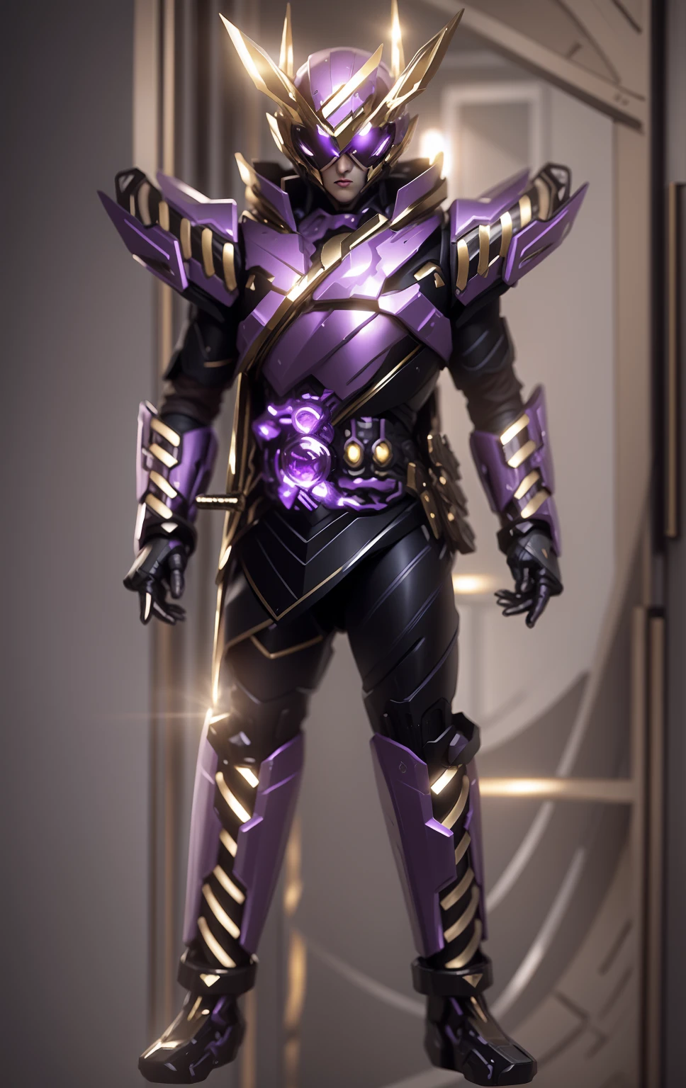 With some shining like an emperor effect,The color changes to purple and gold,Some purple and gold(Ensure its layering and armor texture,Purple is the main color,Add some gold for decoration,Add some transparent texture)