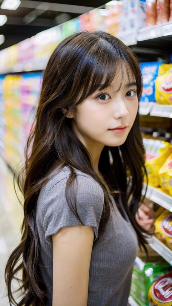  Beautiful girl, (LOL:1.2), (口を開hairる:1.1), (RAW Photos, Highest quality), (hair, Highest quality, masterpiece: 1.2), Very detailed, Super Resolution, Work in a supermarket, 