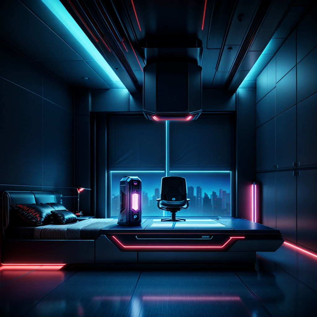 fantastic room, (hi-tech luxury bedroom)++, indoors, sci-fi, futuristic, large window, deep space in the window, automatic machines, 3d, vivid colors, beautiful, masterpiece, highest quality, intricate details, 16k, hard shadows, volumetric lighting, sharp focus, ultra detailed, 32k+, depth of field, unreal engine, octane render, vibrant, insanely detailed, blender, absurdres, atmospheric, expressive, screen space refractions, Perfectly composed, Volumetric Lighting, vaporwave, science fiction aesthetic, futuristic_interior