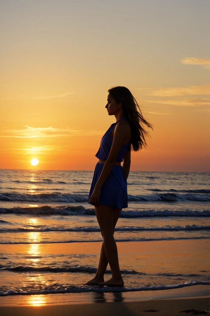 Girl on a beach sunset