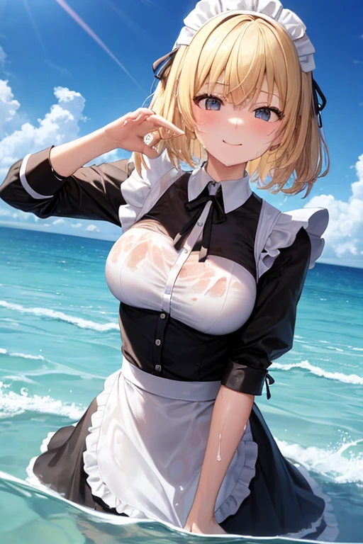 (high resolution)(high quality)
Maid clothes, White apron, Headband,(Fashionable clothes) Gothic Dress, ribbon, Maid clothes, 白と黒のMaid clothes
海, Beach, Wave, Wave打ち, 荒Wave, In the water, Waterlogged, Water Play
((Even my clothes are wet 1.1))((Even my clothes are soaked in water)), Water Drop, Soaking wet, Deep water depth, Blonde bathing in deep water, cute, The best smile, 全身にWater Drop(全身にWater Drop), Long, 腕にもWater Drop
