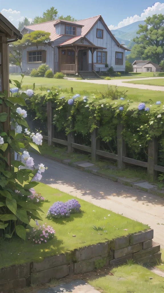 (ultra high res,photorealistic,best quality,photo-realistic),(8k,raw photo,best quality,masterplece),(photon mapping,radiosity,physically-based rendering,automatic white balance),real person,photograph,bridge, building, bush, city, cloud, day, door, fence, field,orest, garden, grass, house, hydrangea, mountain, nature, no_humans, outdoors, path, plant, potted_plant, purple_flower, road, scenery, sky, skyscraper, traditional_media, tree,