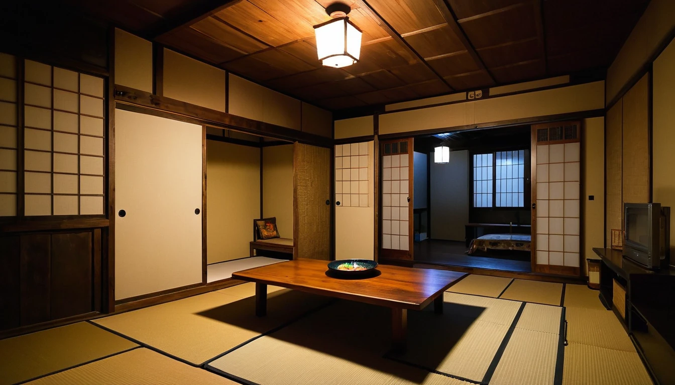 midnight、Old Japanese wooden apartment room