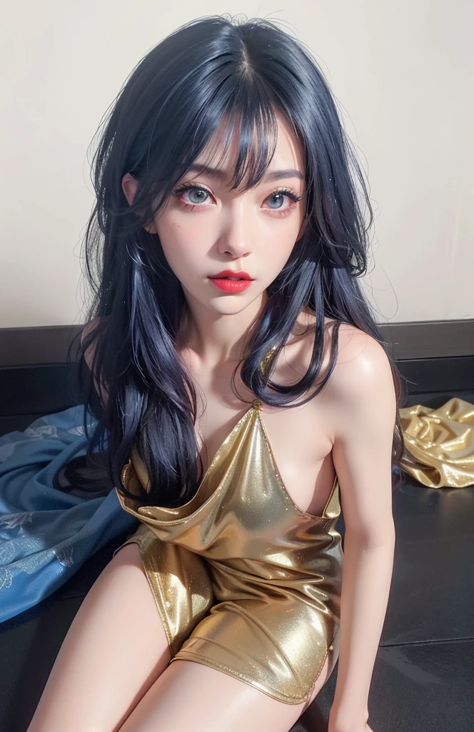 Realistic style，screen，8k quality，Very detailed, Delicate face, Realistic style的照片, Stock Photography ,  Colorful, Surreal, Realistic textures, Dramatic Lighting, Distiller 800  (8K, original photo, Better quality, masterpiece: 1.2), Very detailed, (Extremely delicate skin: 1.2), 8K Ultra HD, SLR camera, Soft Light, high quality， Frozen queen, Queen, Snow Castle，Blue pupils，Wear red lipstick，Full body tattoo，Succubus，apply lipstick，Kneeling on the ground