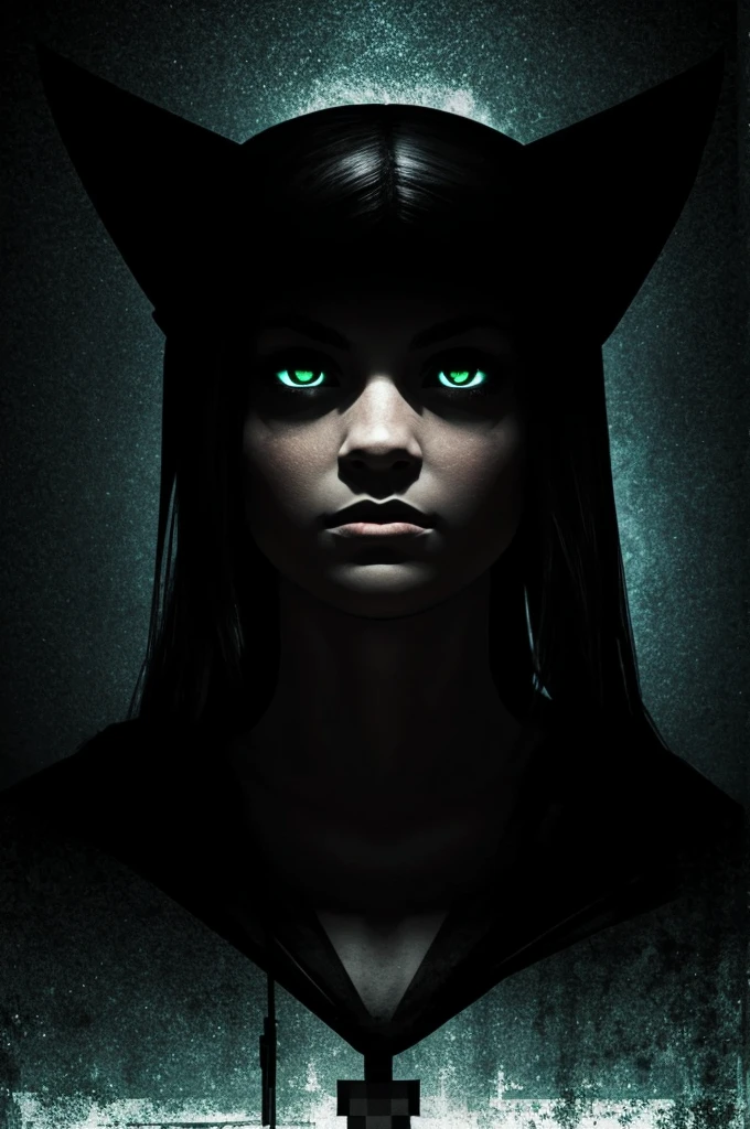a dark place, with low lighting, that in the darkness white eyes are shown. Let it be Minecraft style