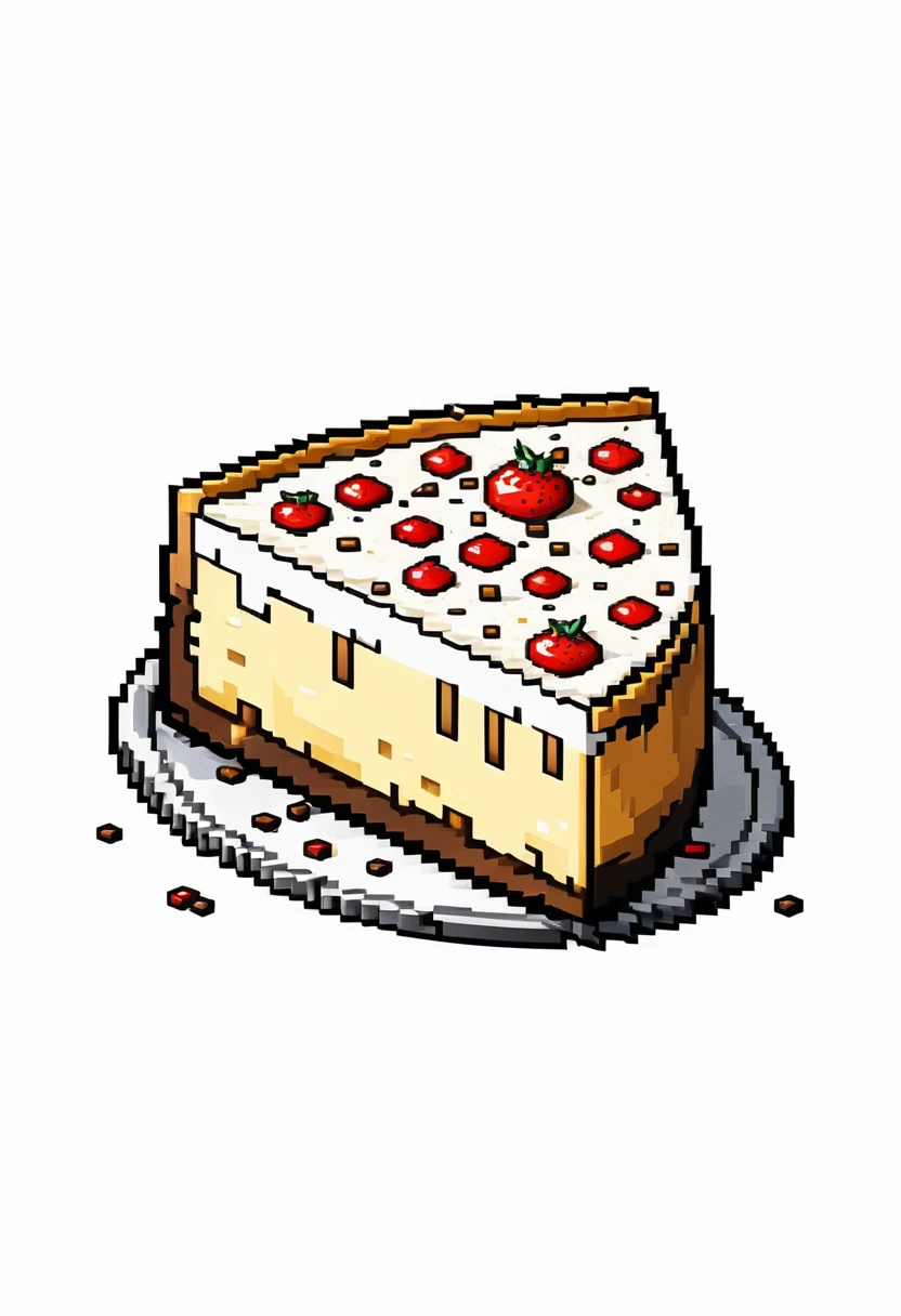 Insane detailed 8-bit logo of a piece of cheesecake, white background, black outline, game design pixel art style
Wallpaper, Movie Style, cinematic Scene, Cinematic Lightning,
Wide range of colors., Dramatic,Dynamic,Cinematic,Sharp details
Insane quality. Insane resolution. Insane details. Masterpiece. 32k resolution.