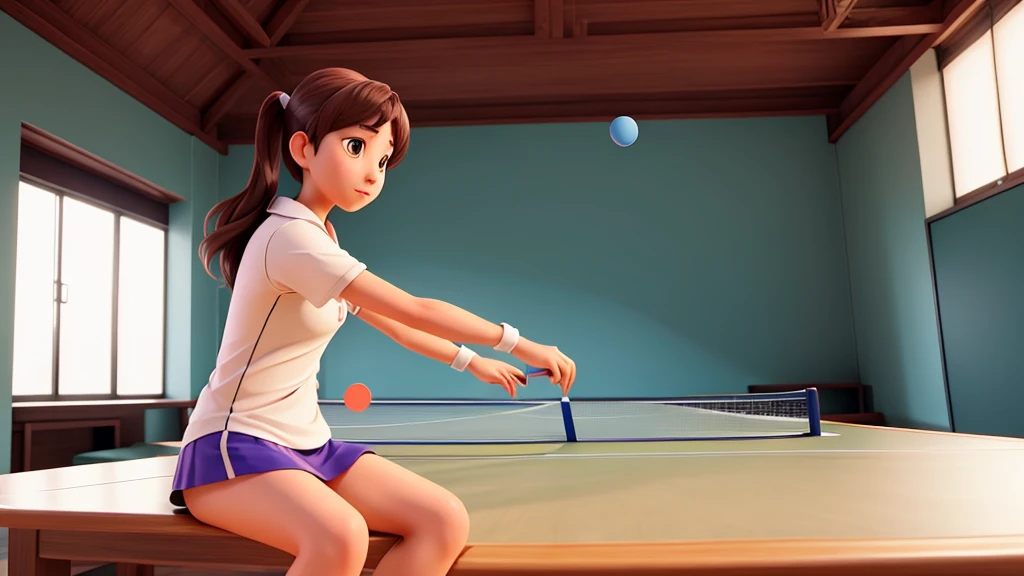 a female table‐tennis player,ping‐pong