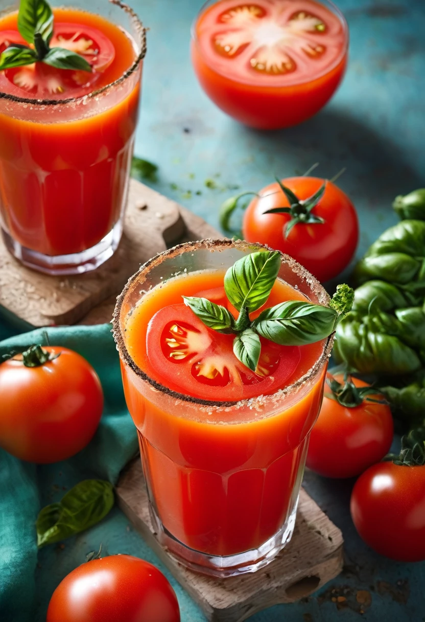 vibrant photo of  Tomato juice with tropical twist  