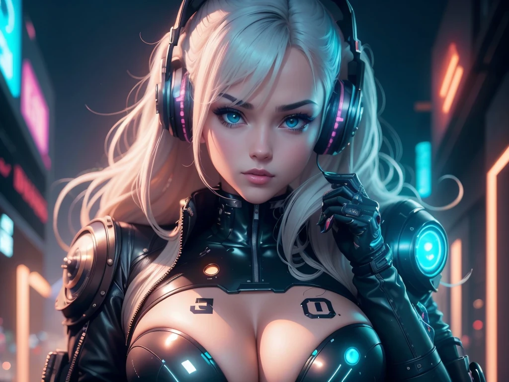 a close up of a woman DJ 30 years old. 30yo.  in a futuristic outfit with headphones on, cyber school girl, cyber suit, perfect android girl, cybersuit, cute cyborg girl, cyborg girl, cyber universe style, cybersuits, ig model | artgerm, oppai cyberpunk, cyberpunk anime girl, android heroine, cyborg - girl, female cyberpunk anime girl, robot girl