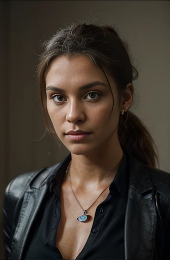 Create the image of a 25-year-old Swedish woman. She is a criminal investigator with fair skin, 1.75 m tall and an athletic body. Her hair is long and dark brown, blusa semi aberta, , tied in a ponytail, and her eyes are blue. Well-shaped eyebrows. Dressed in an investigator's outfit, she wears a multifunctional GPS wristwatch and a leather bracelet with a meaningful pendant. She is portrayed as determined, intelligent and courageous, with a strong sense of justice. She is a natural and fearless leader, with exceptional skills in criminal investigation, combat, and leadership. Please create an image that captures her essence as a courageous and captivating leader.
Full Body Photo, Masterpiece, Best Quality, Intricate Details, Highly Detailed, Sharp Focus, Detailed Skin, Realistic Skin Texture, Texture, Detailed Eyes, Professional, 4k, 85mm, Shallow Depth of Field, Kodak Color Vision, perfect body fit, extremely detailed, photo_\(ultra\), photorealistic, realistic, post-processing, maximum details, roughness, real life, ultra-realistic, photorealism, photography, 8k UHD, photography (film grain) medium shot for close-up, without glasses
Full body photo, 8 MIL, RAW-Photo, best quality, UltraHigh resolution, realistic photo, smooth skin, 8 MIL uhd, dslr, soft lighting, good quality, film grain, sharp focus Fujifilm XT3, f 5.6, high detail , sharp focus, dramatic, (looking at viewer: 1.2), (natural light),