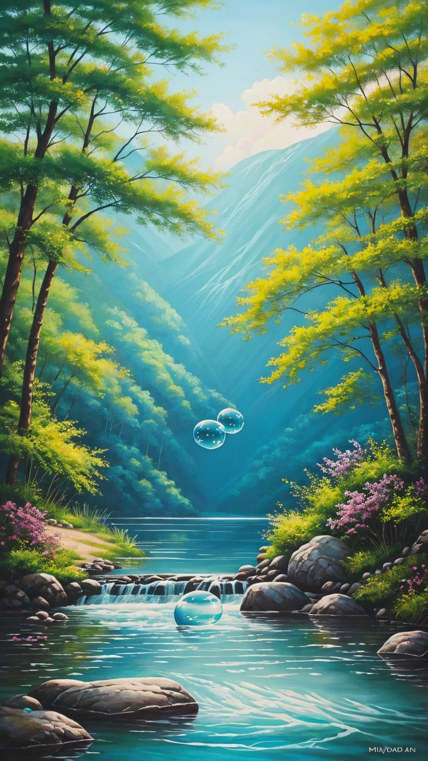 In the water、Floating bubbles、nature、Landscape painting