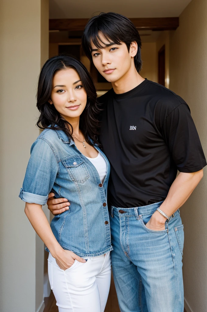 (Best quality, 8k, 32k, Masterpiece, UHD:1.2) "Generate an art scene featuring a well-known celebrity "Johnny Sins" posing with a Japanese fan for a selfie. Show the celebrity and the fan in a joyful and friendly interaction, capturing a candid moment of connection and excitement. Portray the celebrity with their recognizable features and the fan displaying enthusiasm and admiration. Ensure the setting reflects a casual yet vibrant environment, possibly with hints of a crowded event or a bustling backdrop that complements the celebratory atmosphere. Emphasize the genuine and happy expressions of both the celebrity and the fan, creating a heartwarming scene of connection and fandom." (perfect eyes), flawless skin, flawless face, cinematic, tight body, ((well-proportion female hands)), ((female hands with five digits))