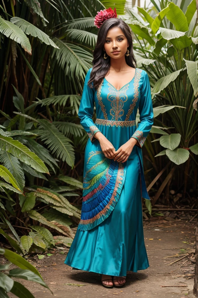 Quetzal bird based dress design ideas for girl