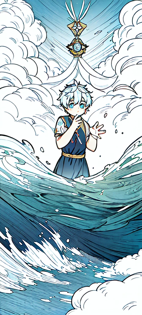 a man with horns and a blue-green dress, is standing in front of the sky, keqing do impacto genshin, zhongli do impacto genshin, torn apart, heise jinyao, inspired by Yang Jin, by Yang J, inspired by Huang Shen, g liulian art style, Extremely detailed Artgerm, blessed waters in wlop style