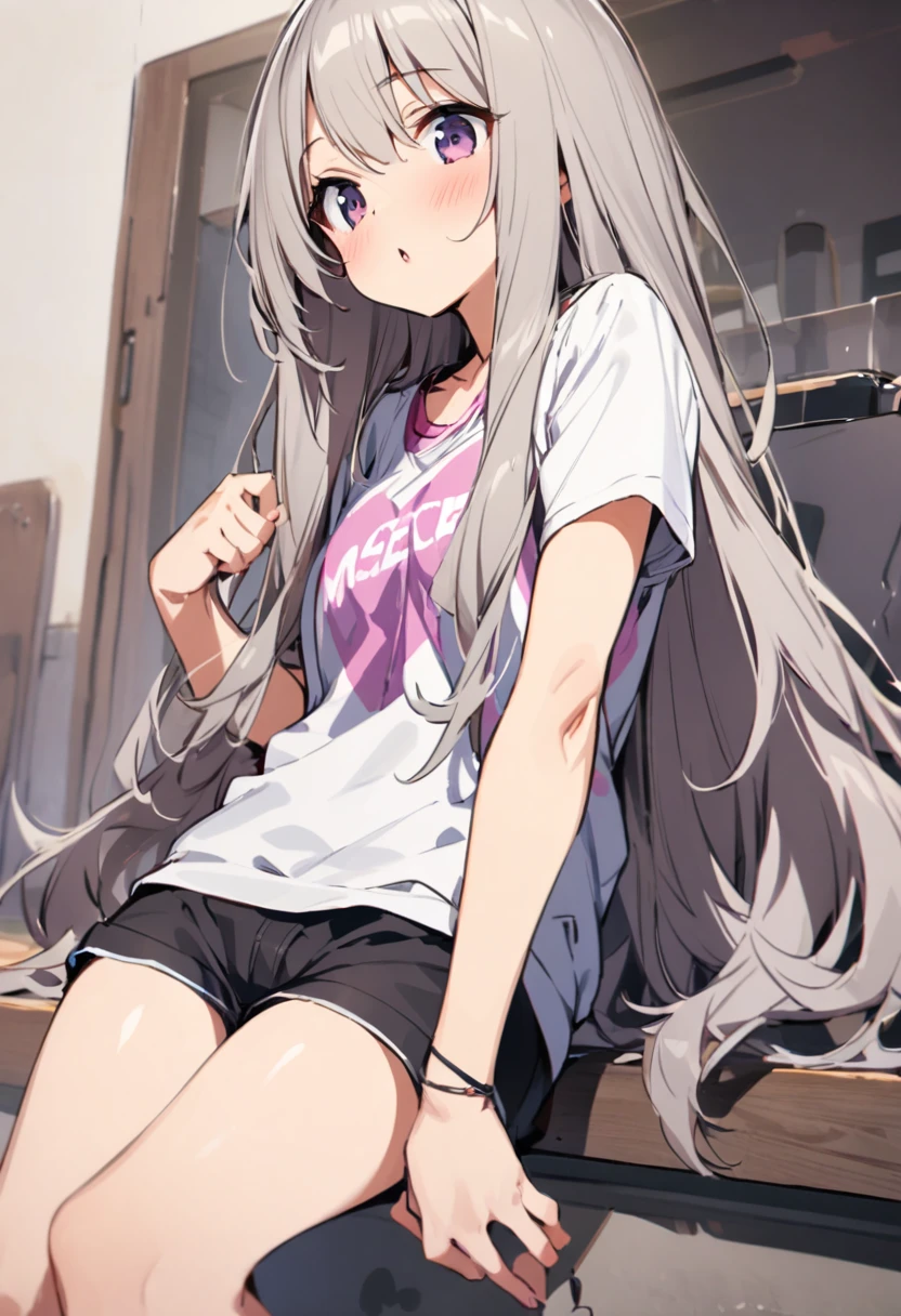 mastepiece,girl,cute,low length,Long Hair,Shorts,chest,Ecchi,slouch