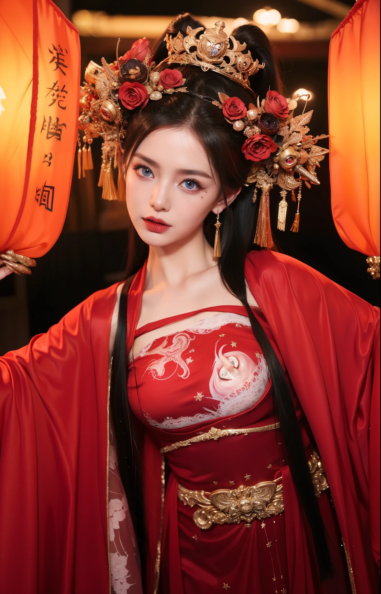 Detailed image quality，Pandora the Witch，wing, Succubus主题，堕落Angel，Excellent，scary，Secret Terror，Tentacles，With eyes，Uncanny Valley Effect，Beast Blood Moon，skeleton，vampire，Hellfire，Dark Queen，Angel，magician magic witch，16岁Angel，Eyes are blue(Pupils as deep as the starry sky)，Gorgeous tattoo designs all over the body，Succubus，Dark Queen，Gold Jewelry，Silk Wedding Dress，Ghost Bride，Femme fatale
