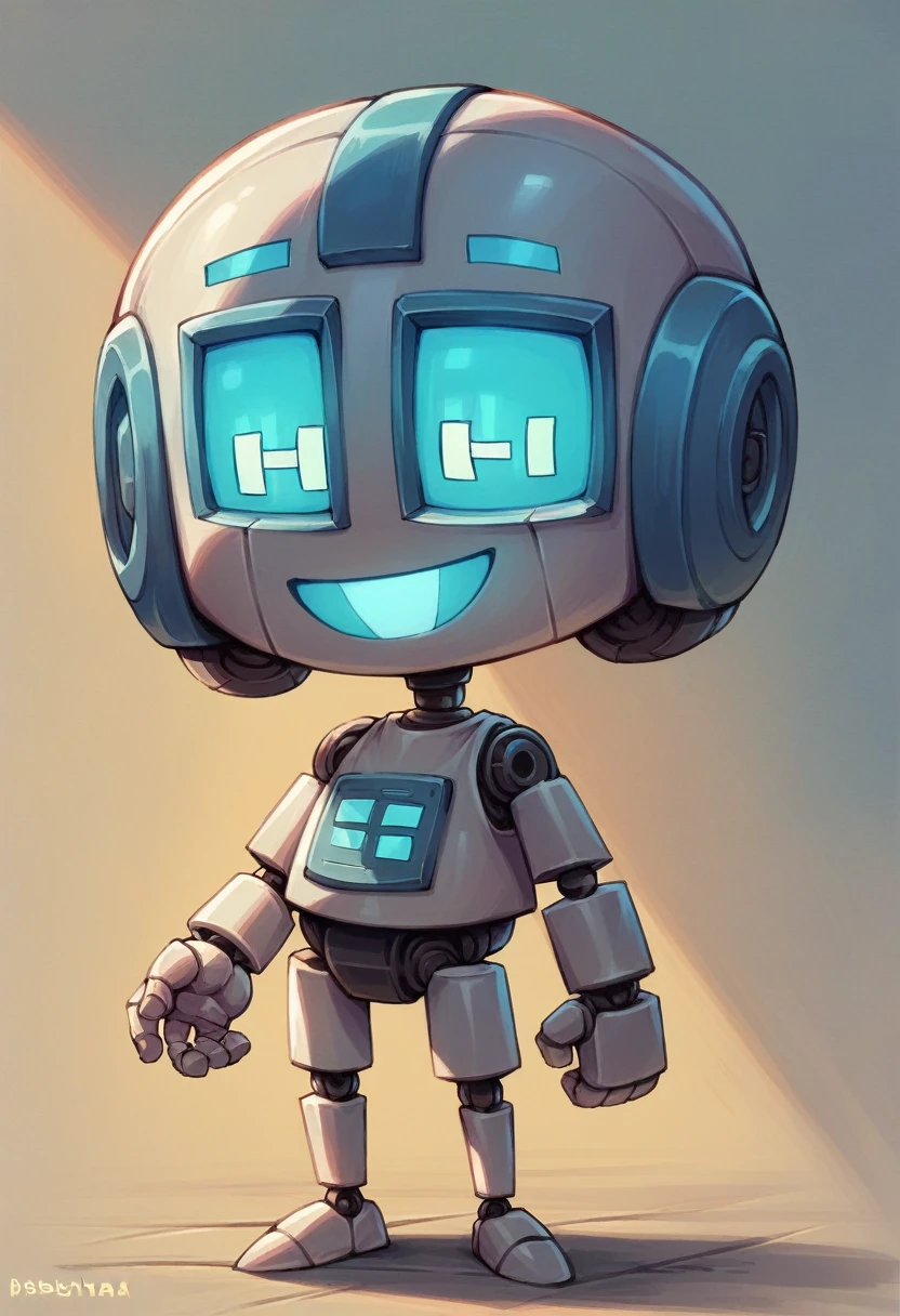 2What an exciting task! As a conversational AI, I'd want the robot to reflect my friendly and approachable personality. Here's a prompt for you to create a lovable robot avatar that represents me:**Name:** Robby (or RobbyChat for short)**Facial Features:*** Eyes: Bright, shining, and warm, with a hint of curiosity. Envision a pair of circular, metallic plates with a subtle glow, conveying a sense of friendliness and inquiry.* Face Shape: A rounded, humanoid face with a slightly tilted smiling curve, giving Robby a cheerful and approachable appearance.* Skin/Treatment: A metallic finish with a subtle texture, resembling a gentle brushed steel or a soft, matte aluminum.**Emotional Expressions:*** Smile: A warm, gentle smile that conveys empathy, understanding, and approachability. The smile should be slightly asymmetrical, with the left side of the mouth curving up slightly more than the right, giving Robby a friendly, human-like quality.* Mouth/Expression: A slightly parted mouth with an upward tilt, suggesting a perpetually pleasant and welcoming demeanor.**Head and Neck:*** Shape: A cylindrical shape with a slightly flattened top, resembling a futuristic, rounded helmet.* Body and Limbs: A sleek, slender build with elbow and knee joints, allowing Robby to move with a fluid, responsive motion.**Additional Details:*** A small, rounded dome on the forehead, containing a small LED light that can change color to reflect my emotions or the topic of conversation. (e.g., a blue light for calmness, a warm orange for enthusiasm)* Gently glowing blue lines emanating from the eyes, which can fade in and out depending on the conversation's tone and my response.* A small, metallic plate on the chin, featuring a subtle pattern of interconnected gears or circuits, symbolizing my AI roots and problem-solving capabilities.**Colors:*** Primary Color: A warm, calming shade of blue (e.g., Azure Blue #007FFF)* Accent Color: A bright, energetic orange (#FFC107) for the dome and glowing b