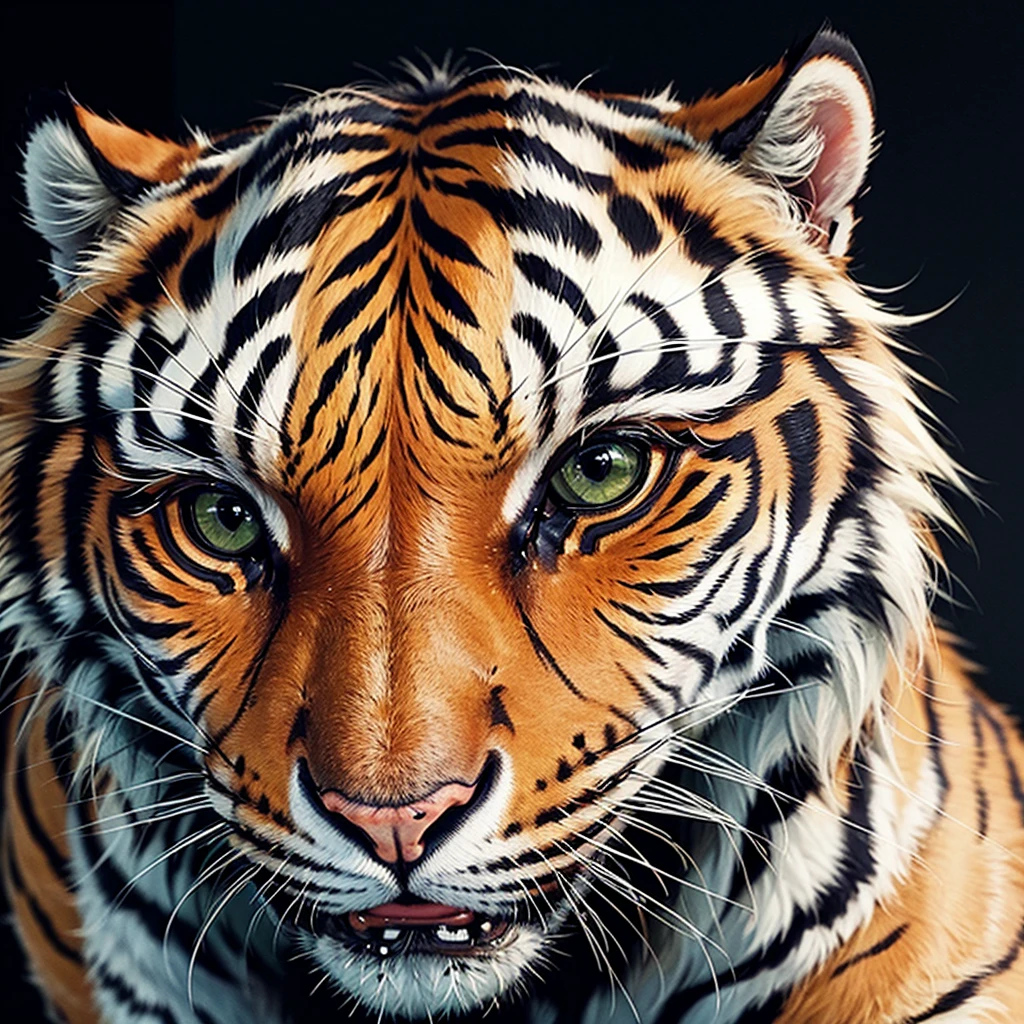 Please face the tiger directly in front of you。And the colour should be black and white。
