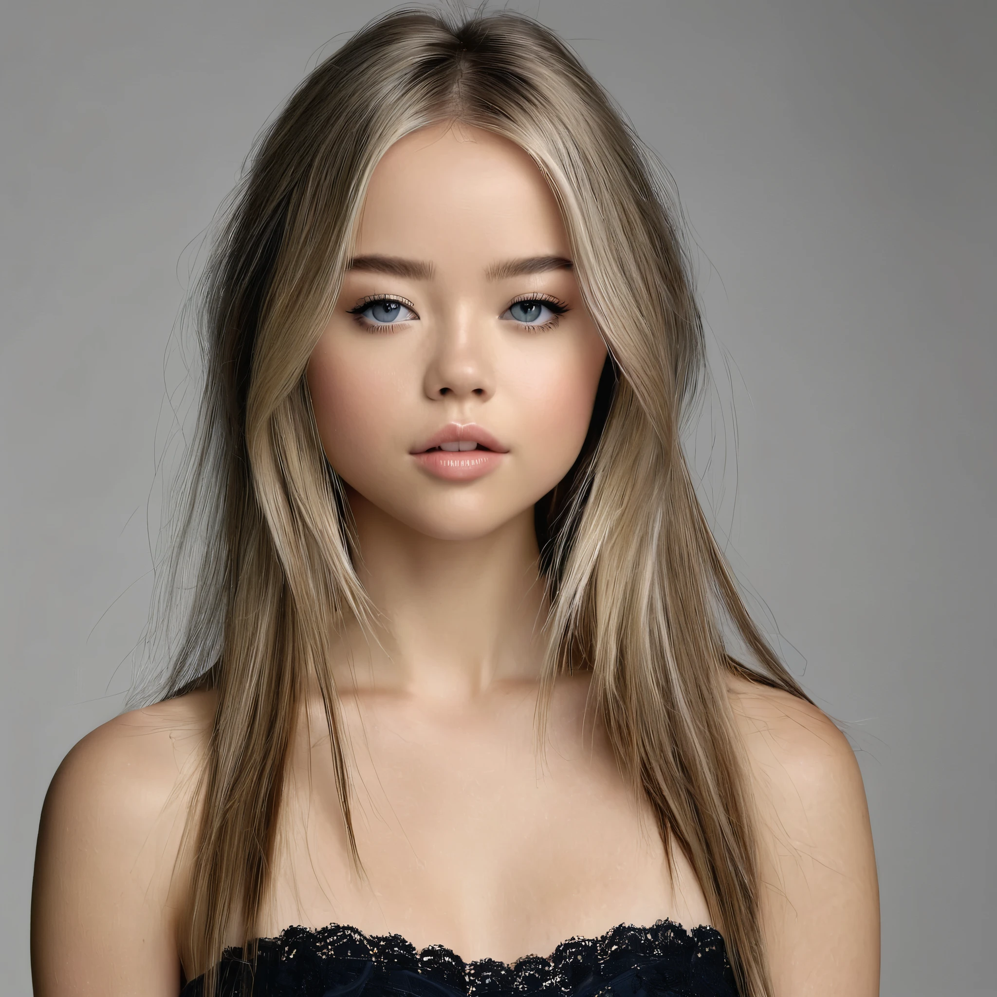 (Detailed photograph of a beautiful 18 year old woman with ((Facial and body characteristics similar to Kristina Pimenova............))), finamente detallado, ultra-realistic features of her pale skin and (cuerpo esbelto y atletico), y (symmetrical, cara realista y hermosa), Illustrates strength and concentration....... ,((( Full Body Photo Size,)))...... El modelo,en biquini negro con lazadas sexy y seductora, poses on a neutral background with dynamic lighting. The camera, a mirrorless camera with a full-body portrait lens, capture the scene from a suitable angle ,enfatizando el modelo&#39;s athletic physique.. El cabello de la modelo tiene un estilo deportivo.,.. The photographic style is dynamic and powerful............, Reflecting the strength and determination of an athlete......, mirando al objetivo y sonriendo 