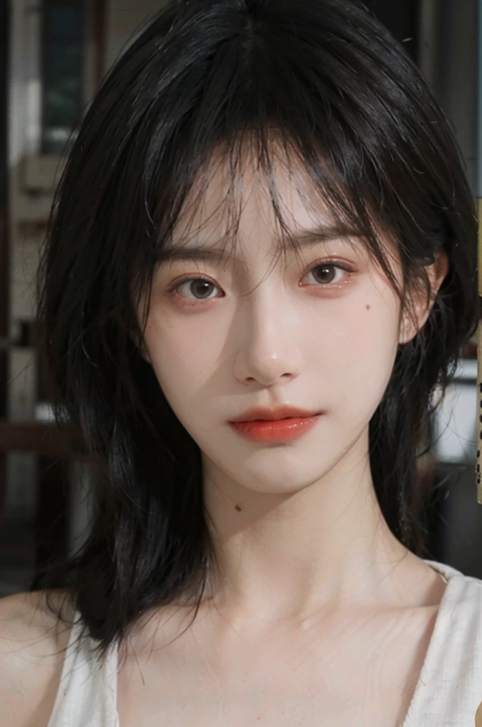 (Skin details:1.4), (smooth skin textures:1.3), Lipstick, background,海滩background， （Large Breasts：1.2）Direct vision, earrings, serene, calm, (Realistic and detailed eyes：1.2）, Natural skin texture, Realistic facial details, Soft dramatic lighting, Vivid details, 35 mm film, outdoor, (Photo Practical:1.4), (hyper Practical:1.4), (Practical:1.3), (Smoother lighting:1.05), (Improve lighting quality:0.9), (Highest quality real skin textures:1.4), Exquisite eyes, Delicate face, Close-up of face, (Enhance the beauty of skin texture:1.1), Hair details, Vest，normal body ratio, model, Moles under the eyes, thinking, A faint smile,公园background，Portrait Photography, Depth of Field, Bokeh, Surrealism, Ray Tracing, (Portrait Photography:1.1), Surrealism, High Detail, Chiaroscuro, Ray Tracing, reflected light, Ultra HD, Ultra HD, masterpiece, Textured Skin, Super Detail, High Detail, high quality, best quality