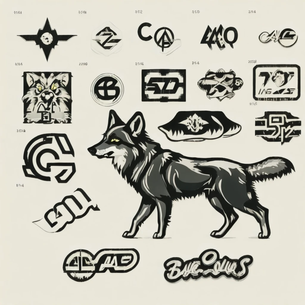 Bar logo,wolf,art,Black, gold and dark blue.