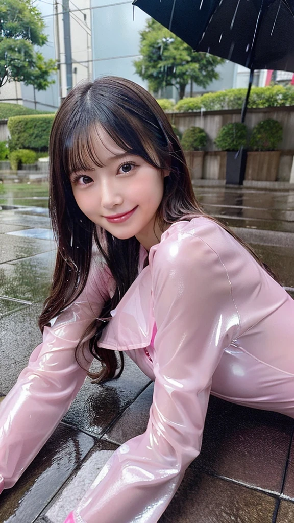 Ultra-high resolution,Very detailed,Highest quality,One Girl,Japanese women, smile, Perfect body, Girl is lying down,A girl is getting caught in the rain,
Wet skin,Your clothes are wet and stick to your skin,
Pink high gloss tights,Tight clothing,Sentai Heroine,Heroine Suit,Special Effects,Pink Ranger