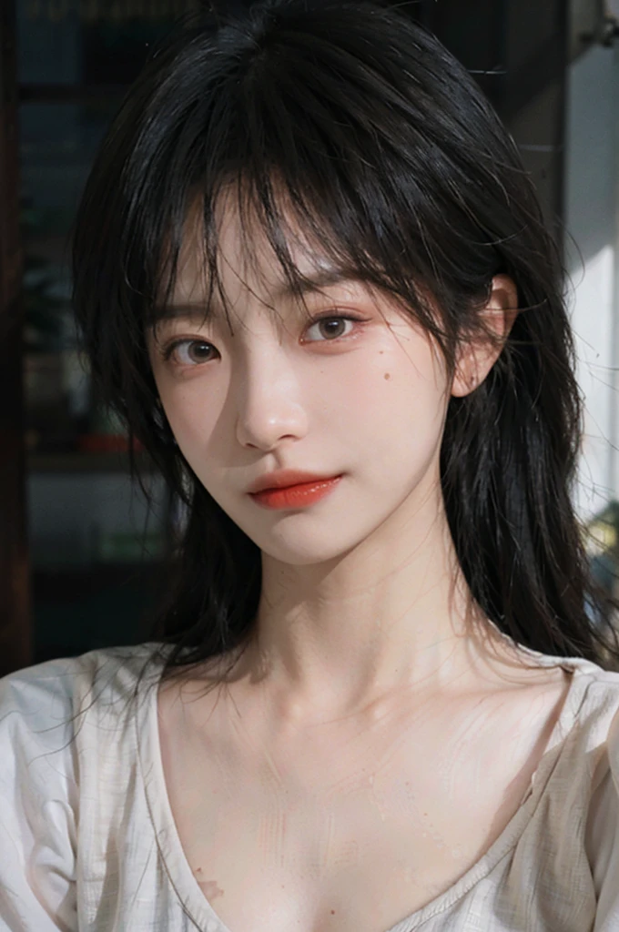 (Skin details:1.4), (smooth skin textures:1.3), Lipstick, background,海滩background, (Large Breasts:1.2)Direct vision, earrings, serene, calm, (Realistic and detailed eyes:1.2), Natural skin texture, Realistic facial details, Soft dramatic lighting, Vivid details, 35 mm film, outdoor, (Photo Practical:1.4), (hyper Practical:1.4), (Practical:1.3), (Smoother lighting:1.05), (Improve lighting quality:0.9), (Highest quality real skin textures:1.4), Exquisite eyes, Delicate face, Close-up of face, (Enhance the beauty of skin texture:1.1), Hair details, Vest,normal body ratio, model, Moles under the eyes, thinking, A faint smile,公园background,Portrait Photography, Depth of Field, Bokeh, Surrealism, Ray Tracing, (Portrait Photography:1.1), Surrealism, High Detail, Chiaroscuro, Ray Tracing, reflected light, Ultra HD, Ultra HD, masterpiece, Textured Skin, Super Detail, High Detail, high quality, best quality