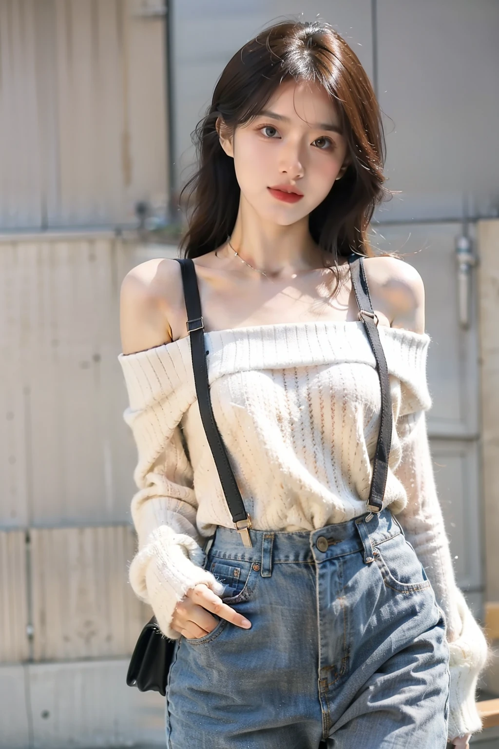 ((best quality)), ((masterpiece)), (detailed), 1 Girl, Off-the-shoulder suspenders