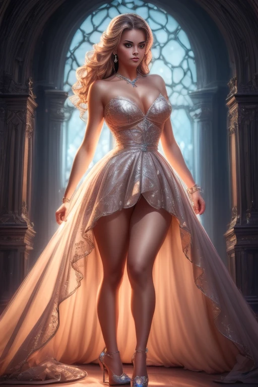 a sexual cinderella, full body, different poses, highly detailed, photorealistic, 8k, ultra-detailed, realistic skin, beautiful face, exquisite dress, high heels, jewelry, dramatic lighting, intricate background, cinematic composition, vibrant colors, fantasy, magical