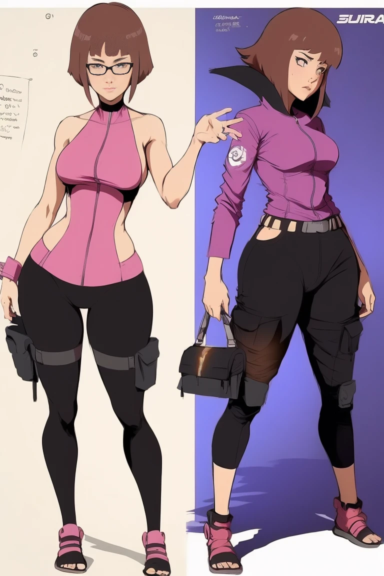 hot Hinata Hyuuga (Naruto) wife age 39 ,wear glasses,short hair brown,work suit very tight,One-Piece Swimsuit Pull