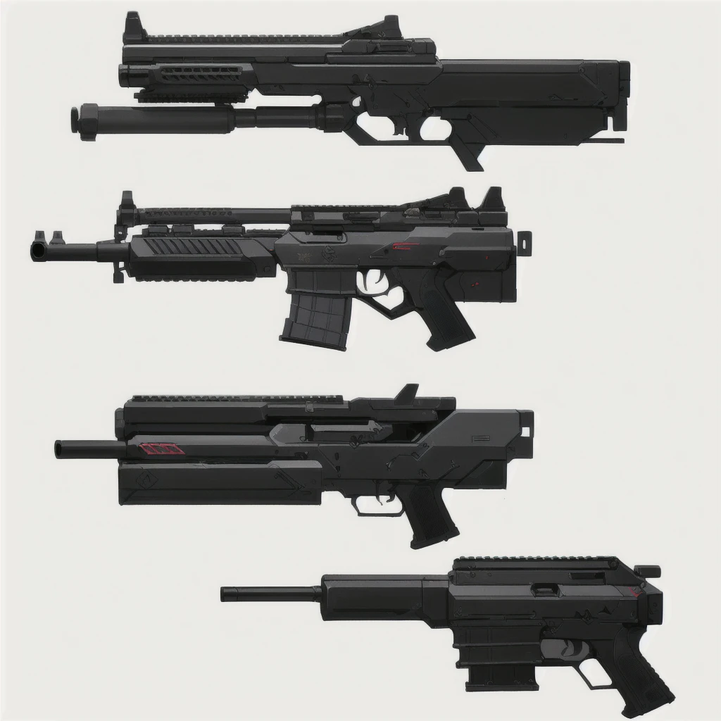 This diagram shows three types of guns, Realistic gunss, weaponsコンセプトデザイン, pulse rifle, weapons concept art, Weapon concept art, realistic weapons, weapons arrays, Weapon Design, Lots of weapons, weapons, machine gun, FPS Game Concept Art, Realistic guns design, Realistic Weapons, gun art reference, laser rifle, rifle, Realistic guns, perfect guns