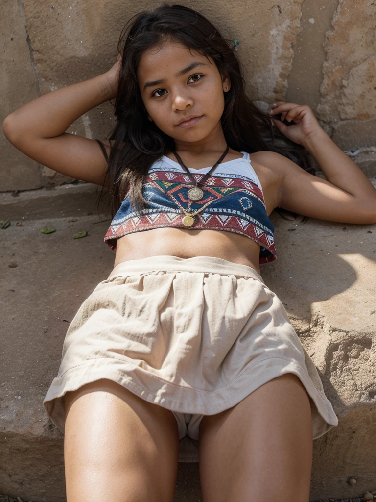 indigenous small gril from a tribre from brazil, upskirt,