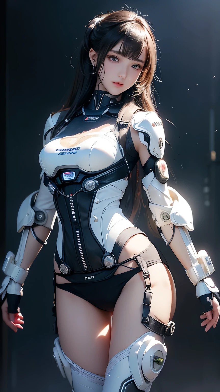 Japanese women、23 years old、Standing pose、Like the whole body、Moderately sized bust、(((Skimpy white synthetic cybernetic underwear、Non-lumpy arm cover、Leg protector、Steampunk details、)))、((Exposure of the abdomen and thighs))、((Transparent Panty House))、beautiful chestnut hair、 Detailed skin texture, Detailed cloth texture, Beautifully detailed face, Looking into the camera、double eyelid、Shining Eyes、Laughter、Perfect Ass、Intricate details, Ultra-detailed, Soft rays of light、Cinema Lighting、Shining Eyes、Glowing Skin、Realistic、The perfect woman、Narrow waist、Seductive posture、Sexy pose、Very delicate and beautiful、Highest quality、Beautiful detailed girl、Beautiful Eyes、Facial Light、Soft Light、Cinema Lighting、Dark Background、See through、Realistic facial expressions