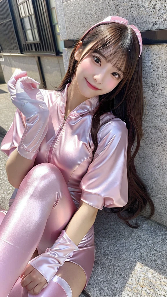 Ultra-high resolution,Very detailed,Highest quality,One Girl,Japanese women, smile, Perfect body, Girl is lying down,
Sentai Heroine,Costume for combat,Pink high gloss tights,High-gloss satin clothing,Bare skin is hidden by clothing