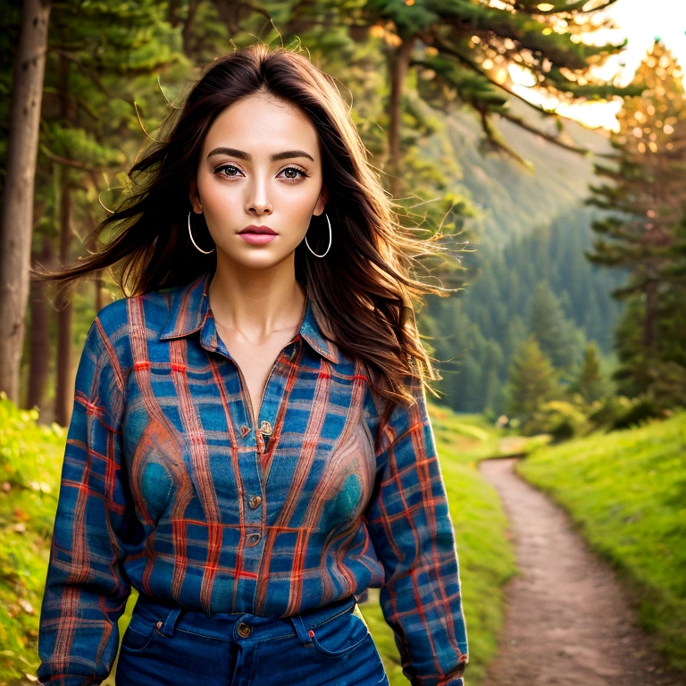 gorgeous woman, casual outift, happy, realistic photography, full hd 4k, (walking at nature), dslr realistic colors, close-up
