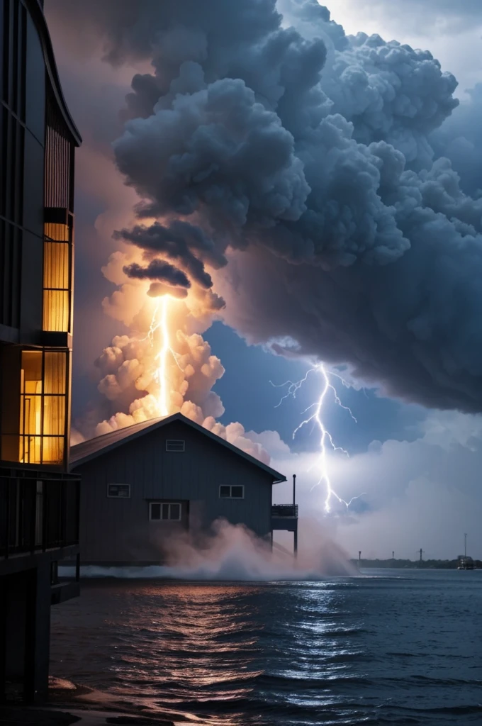 Image of lightning striking delicious and steaming fast food