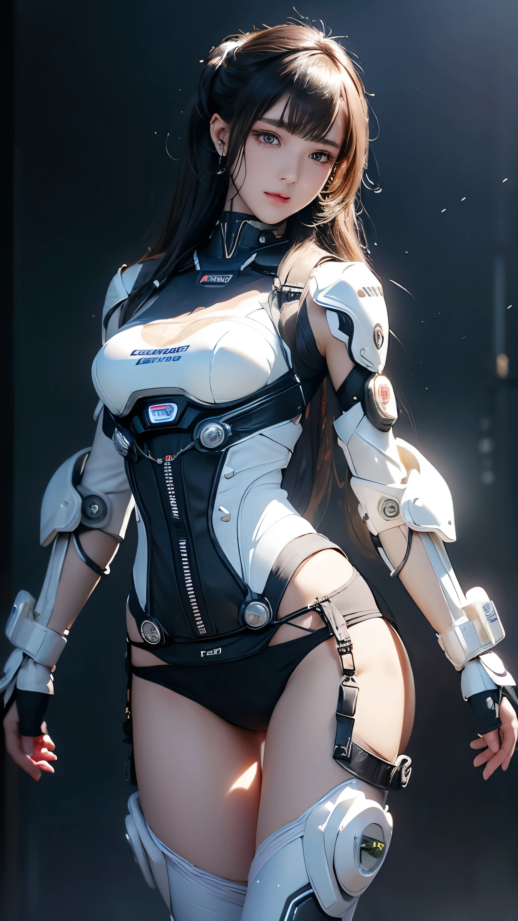 Japanese women、23 years old、Standing pose、Like the whole body、Moderately sized bust、(((Skimpy white synthetic cybernetic underwear、Non-lumpy arm cover、Leg protector、Steampunk details、)))、((Exposure of the abdomen and thighs))、((Transparent Panty House))、beautiful chestnut hair、 Detailed skin texture, Detailed cloth texture, Beautifully detailed face, Looking into the camera、double eyelid、Shining Eyes、Laughter、Perfect Ass、Intricate details, Ultra-detailed, Soft rays of light、Cinema Lighting、Shining Eyes、Glowing Skin、Realistic、The perfect woman、Narrow waist、Seductive posture、Sexy pose、Very delicate and beautiful、Highest quality、Beautiful detailed girl、Beautiful Eyes、Facial Light、Soft Light、Cinema Lighting、Dark Background、See through、Realistic facial expressions