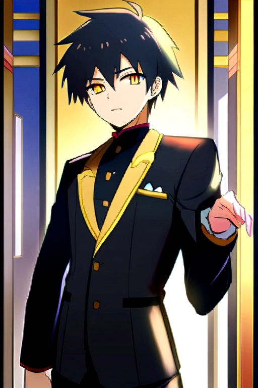 anime boy , height 1,80, by white , golden eyes with dragon pupils